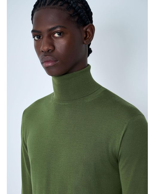 Saint Laurent Green Fine Knit Turtleneck Sweater for men