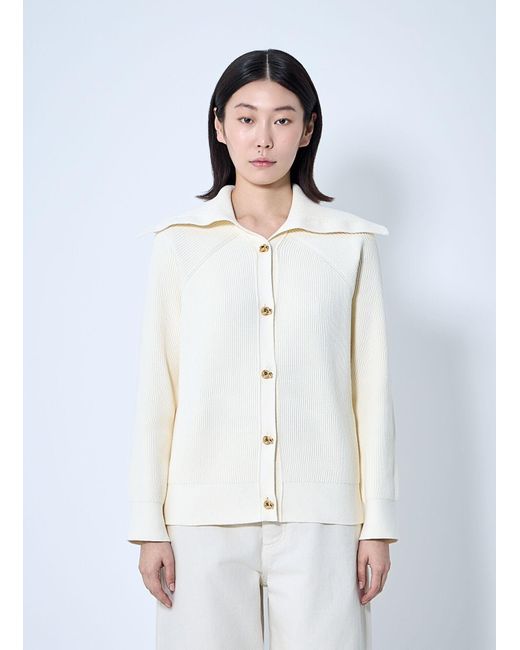 Bottega Veneta White Cotton Ribbed Cardigan
