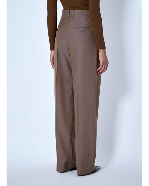 Saint Laurent Brown Wool Blend Wide-Leg Pants