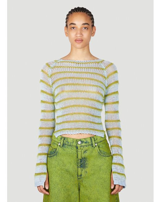 Marni Green Striped Knit Sweater