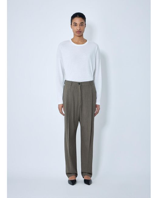 The Row Gray Gianni Wool Straight Pants