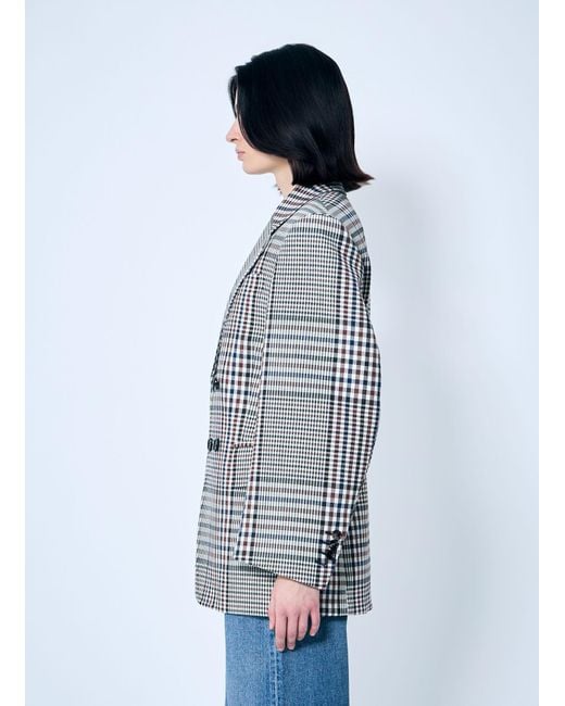Bottega Veneta Blue Structured Check-Cotton Blazer
