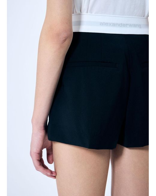 Alexander Wang Blue High Rise Pleated Shorts