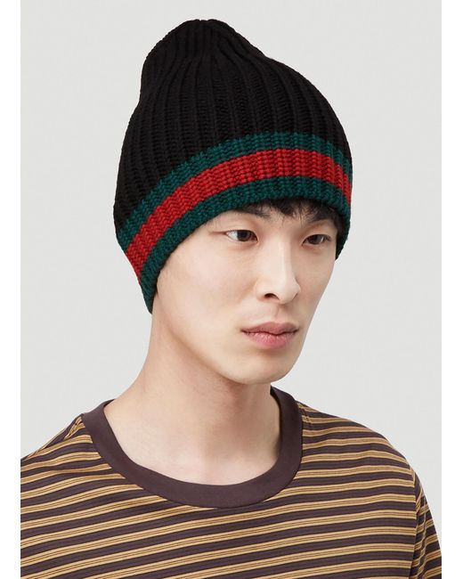 Gucci Striped Knitted Wool Beanie in 