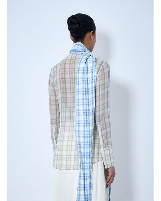 Acne Blue Plaid Sheer Button-Down Blouse