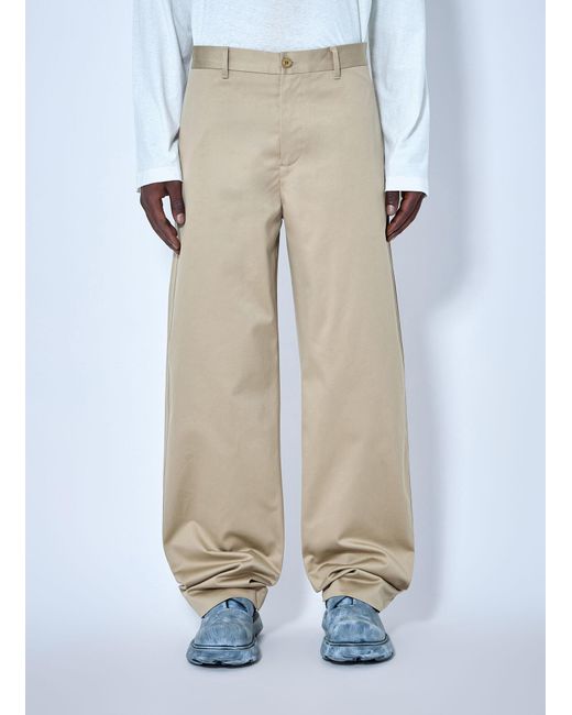 Acne White Cotton Satin Tailored Trousers for men