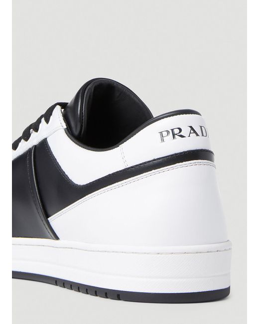 Prada White Triangle Logo Plaque Raffia Sneakers for men