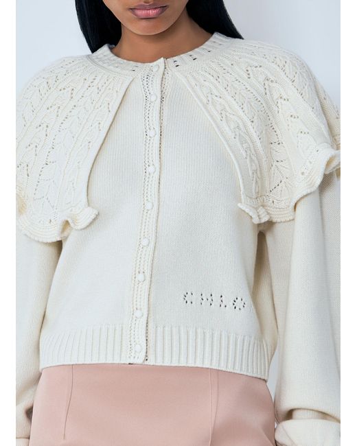 Chloé White Wool-And-Cashmere-Blend Cardigan