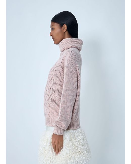 Moncler Pink Wool-Blend Cable Knit Sweater