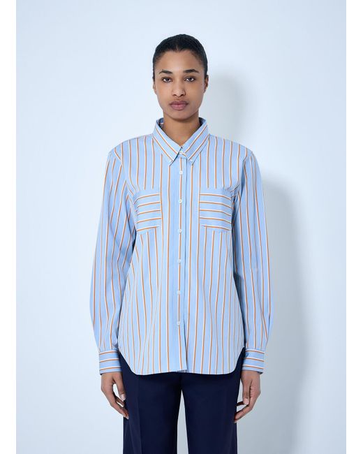 Dries Van Noten Blue Striped Cotton Poplin Shirt