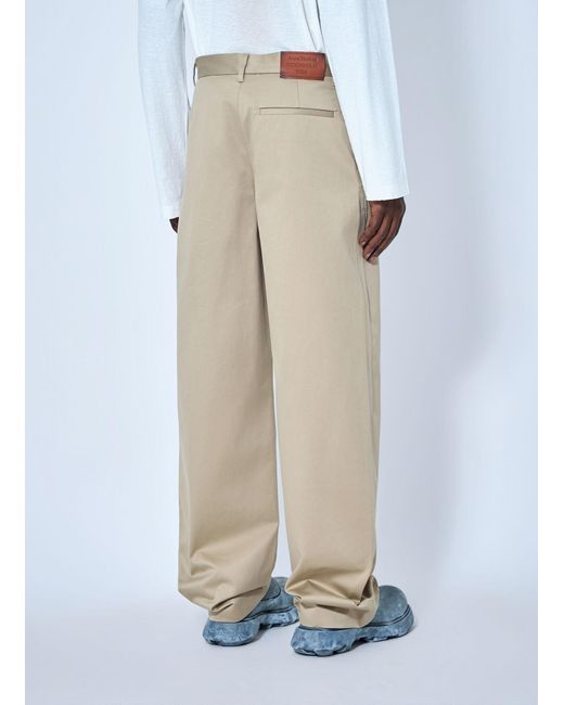 Acne White Cotton Satin Tailored Trousers for men