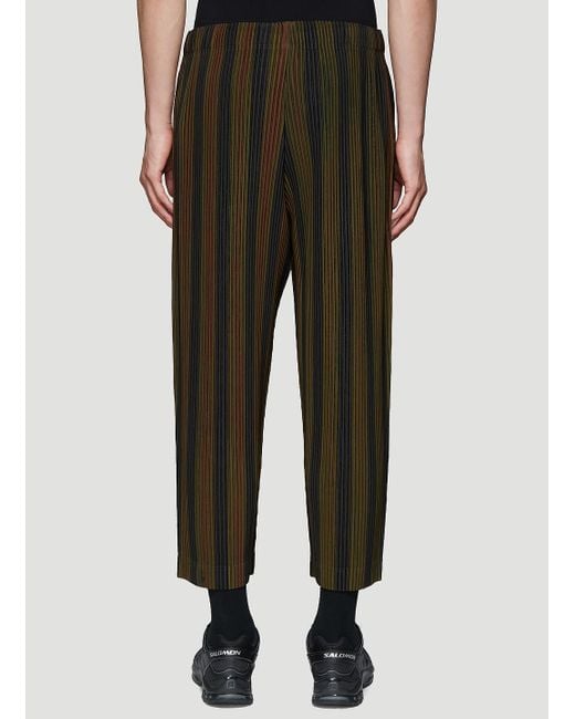 Homme Plissé Issey Miyake Synthetic Striped Pleated Pants In Brown for ...