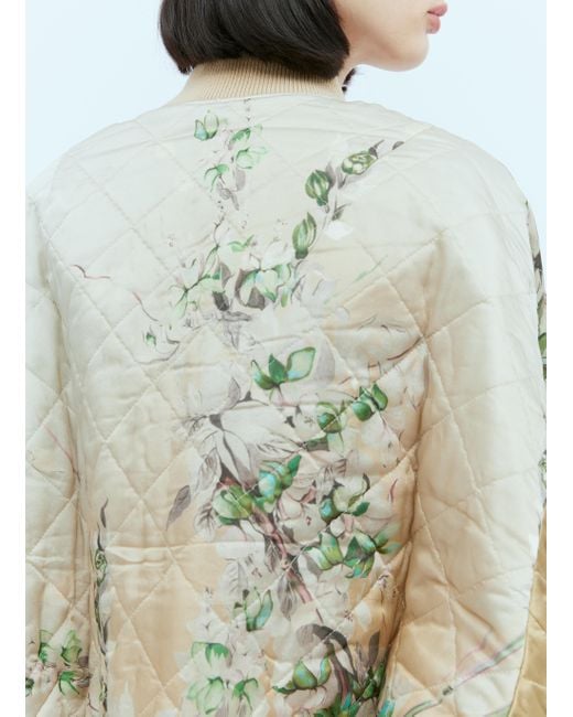 Dries Van Noten Quilted Floral Bomber Jacket in White | Lyst