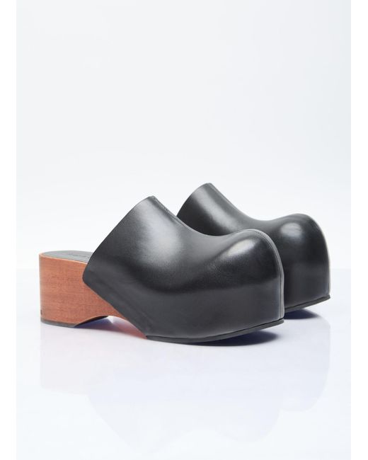 Acne Gray Leather Wood Clogs
