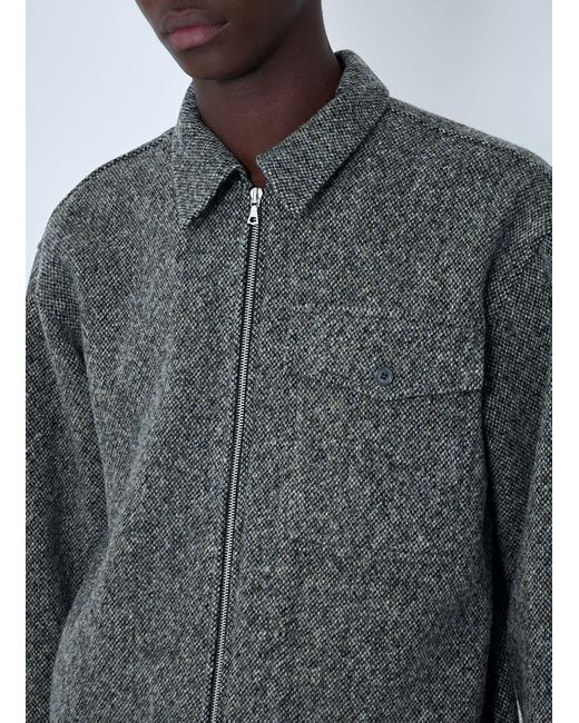 Dries Van Noten Gray Herringbone Zip Jacket for men
