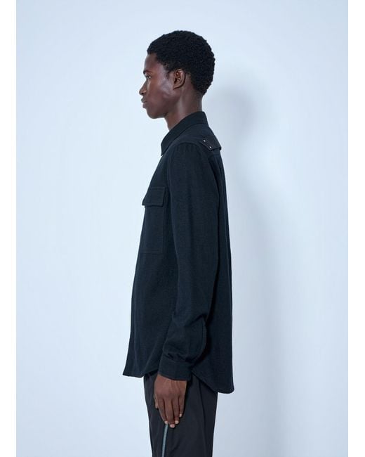 Rick Owens Blue Wool Blend Overshirt for men