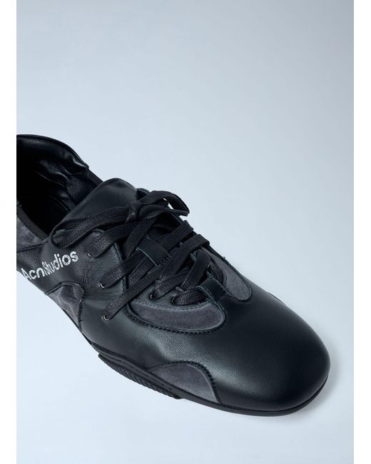 Acne White Leather Lace-Up Sneakers for men