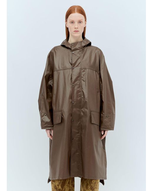 Lemaire Brown Hooded Wax Rain Coat