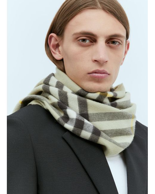 Burberry Green Check Cashmere Scarf for men