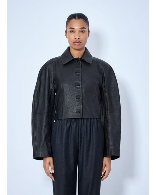 Rohe Blue Rounded Grain Leather Cropped Jacket