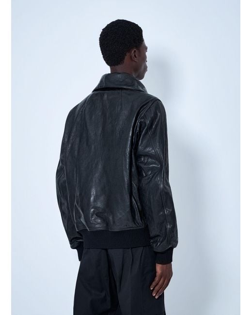 Rick Owens Blue Dracuflight Hammered Leather Jacket for men