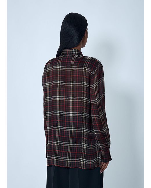 Saint Laurent Blue Tartant Silk Cassandre Shirt