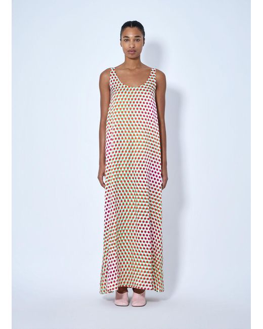 Dries Van Noten White Draz Polka-Dot Silk Maxi Dress