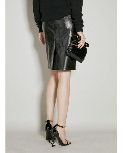 Saint Laurent Black Pencil Leather Skirt