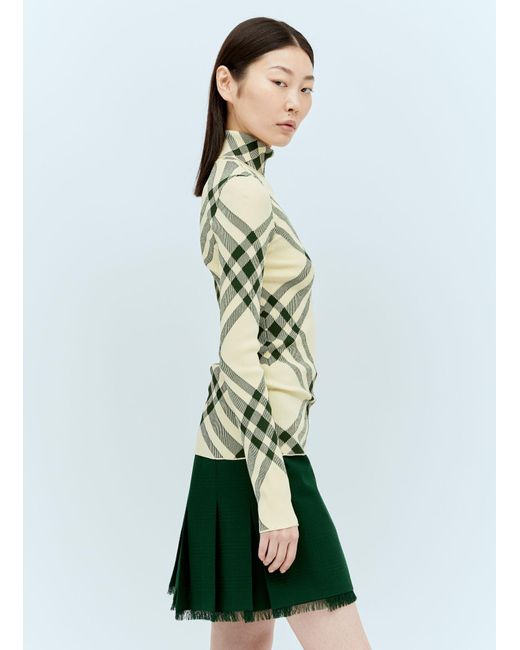 Burberry Green Ribbed Check Sweater
