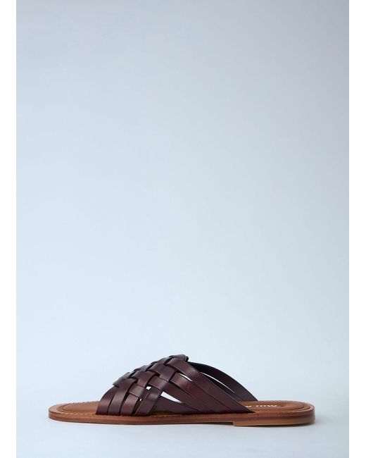 Miu Miu Brown Woven Leather Sandals for men