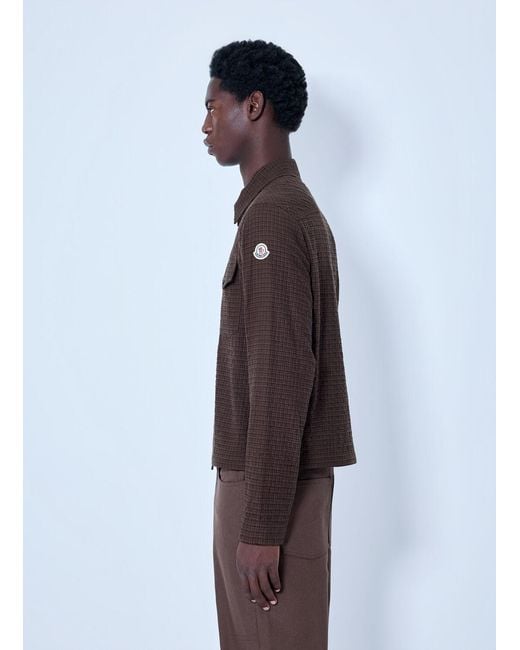 Moncler Brown Checked Zip-Up Jacket for men