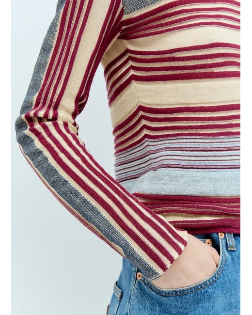 Bottega Veneta Red Striped Knit Sweater