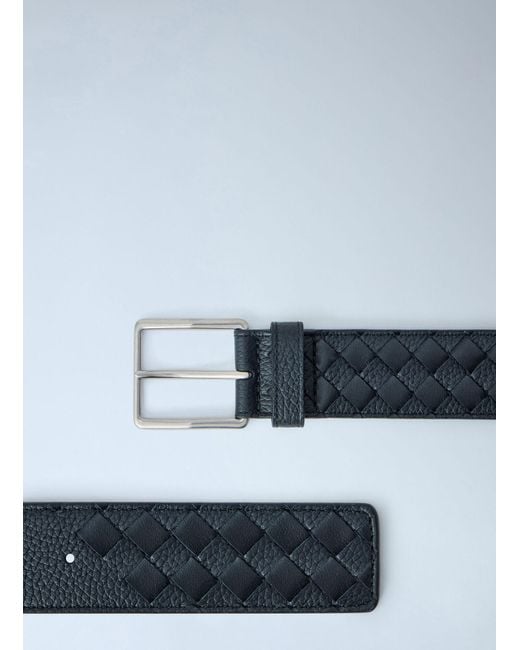 Bottega Veneta Blue Woven Taurillon Leather Belt for men