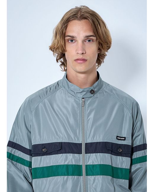 Miu Miu Blue Technical Silk Blouson Jacket for men