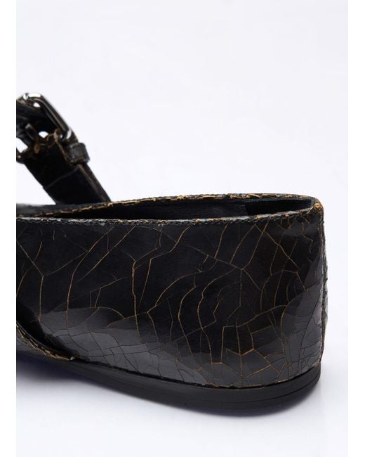 Miu Miu White Crackled Leather Ballerina Shoes