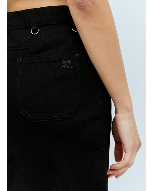 Courreges Black Multiflex Denim Midi Skirt