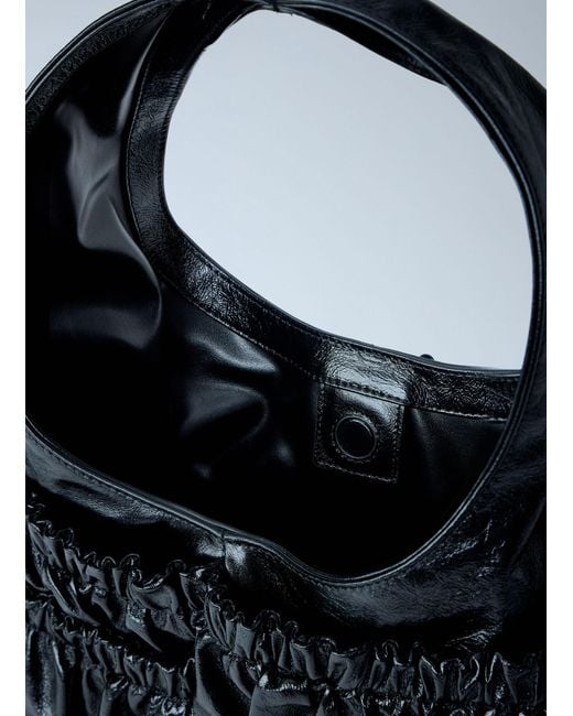 Marni Black Gathered Leather Shoulder Bag