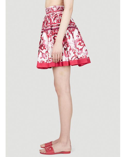 Dolce & Gabbana Red Majolica Print Skirt