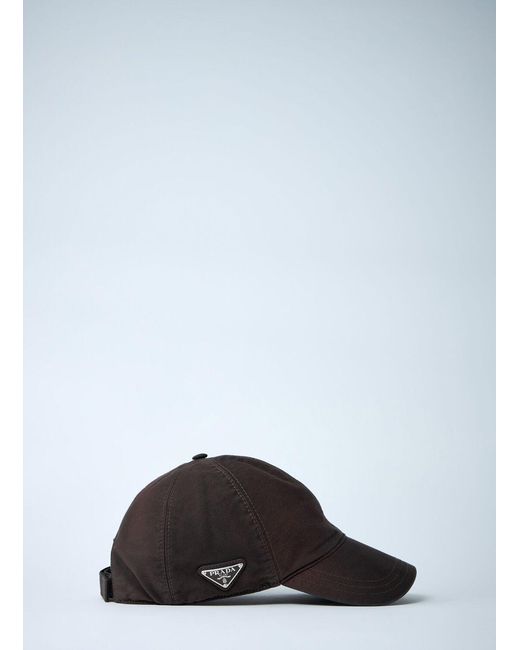 Prada Brown Logo Plaque Baseball Cap for men