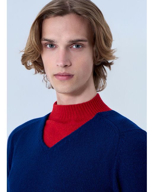 Jil Sander Blue Layered Knit Sweater for men