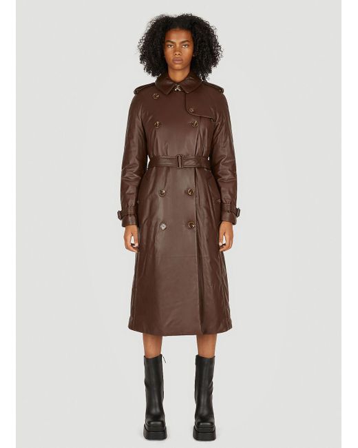 Burberry Waterloo Padded Leather Trench Coat in Brown | Lyst UK