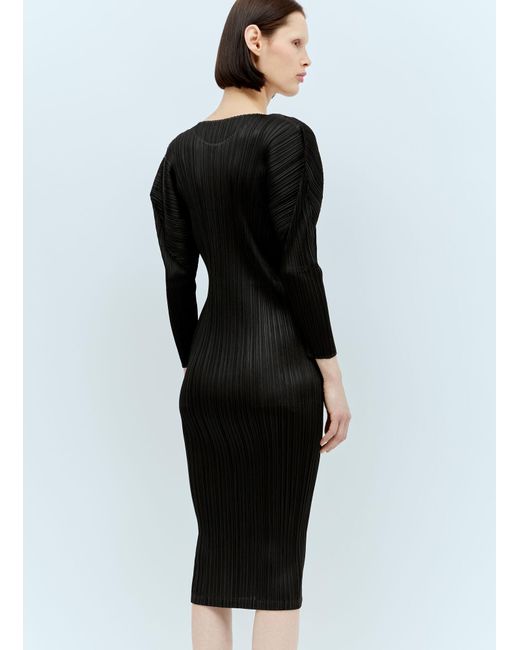 Pleats Please Issey Miyake Black Monthly Colors: February Midi Dress
