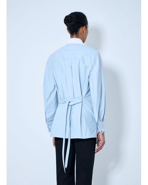 Bottega Veneta Blue Asymmetrical Collar Long-Sleeve Shirt