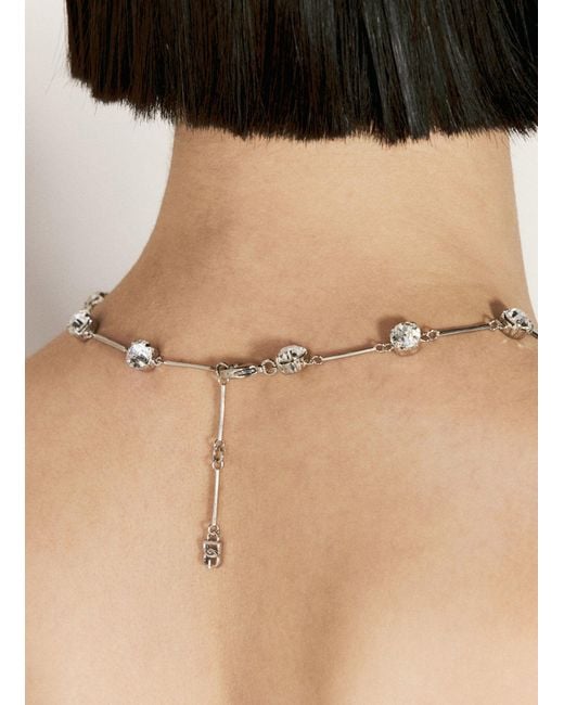 Dolce & Gabbana Natural Roseary-Style Necklace With Rhinestone Crosses