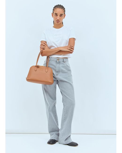 Miu Miu Blue Small Embossed Leather Handbag