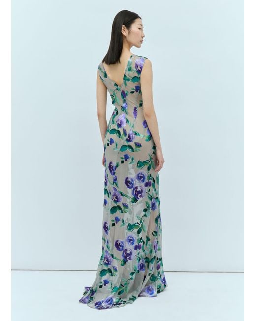 Dries Van Noten Blue Devona Floral Maxi Dress