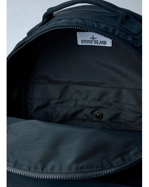 Stone Island Blue Nylon Backpack With Front Zip Pocket for men