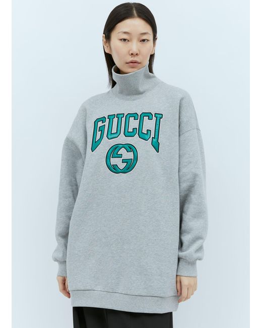 Gucci Blue Logo Embroidery Sweatshirt