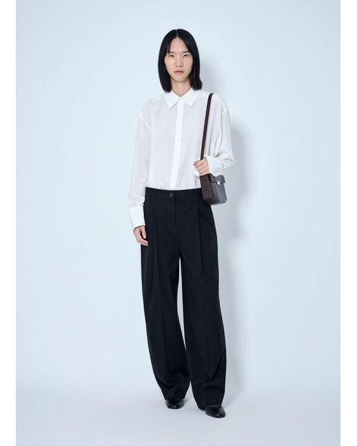Totême  Blue Single Pleat Cotton Trousers