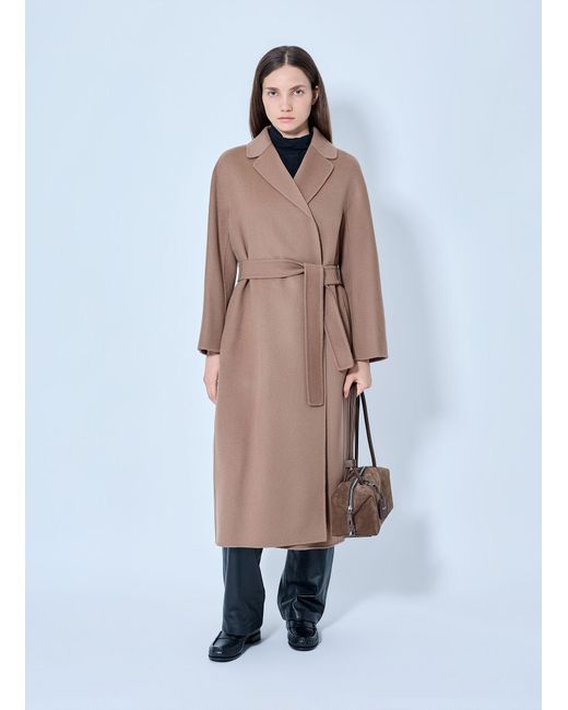Max Mara Blue Belted Wool Blend Coat